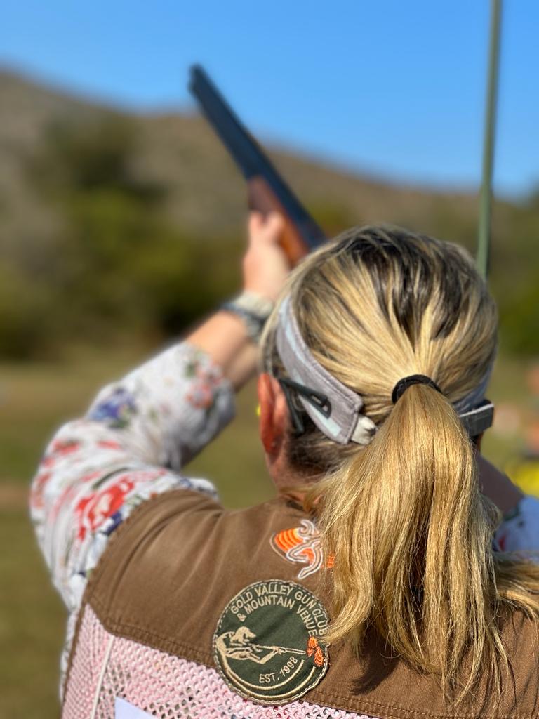 Gold Valley Gun Club badge on a shooting vest