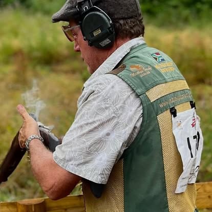Muzzle smoke drifting after a shot on a Gold Valley stand