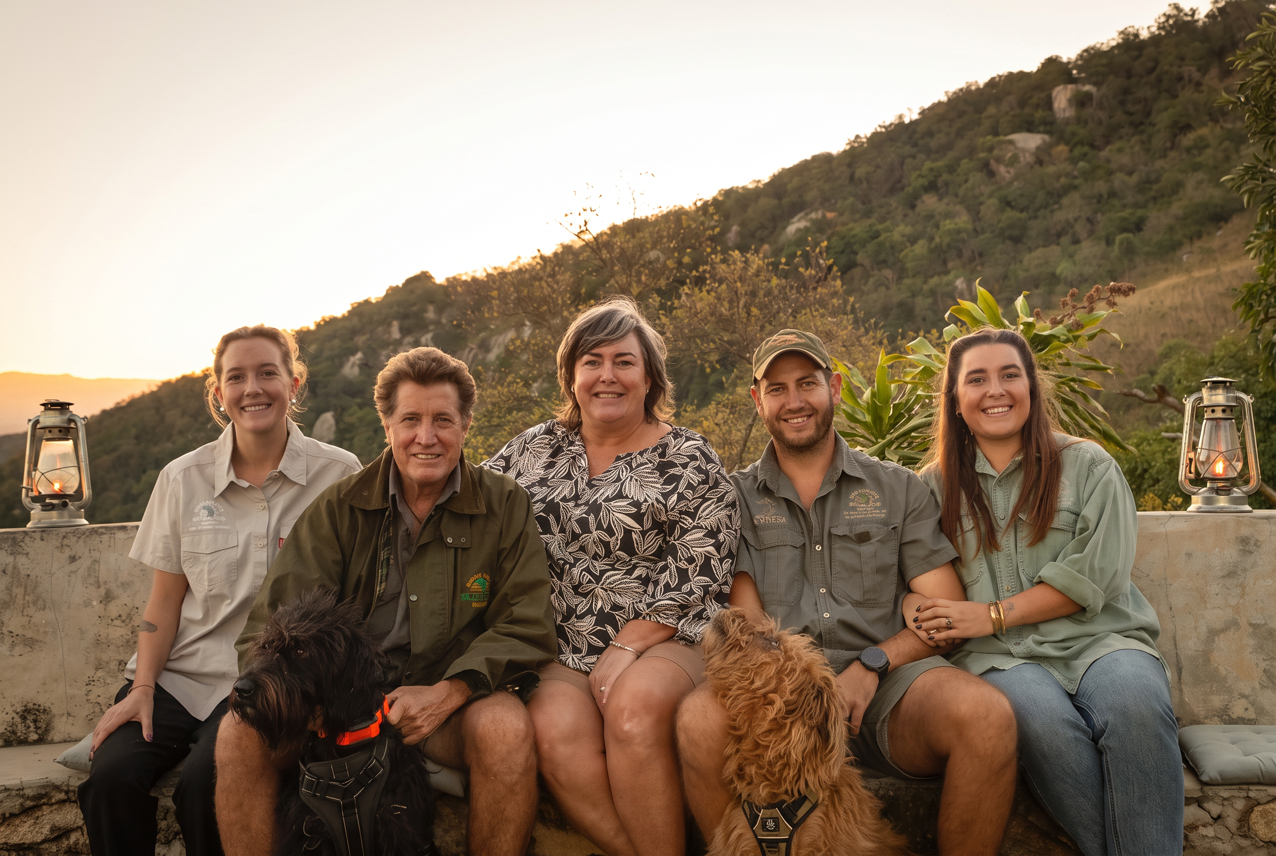 The Greeff family and Gold Valley Mountain Venue team at sunset in the Lowveld