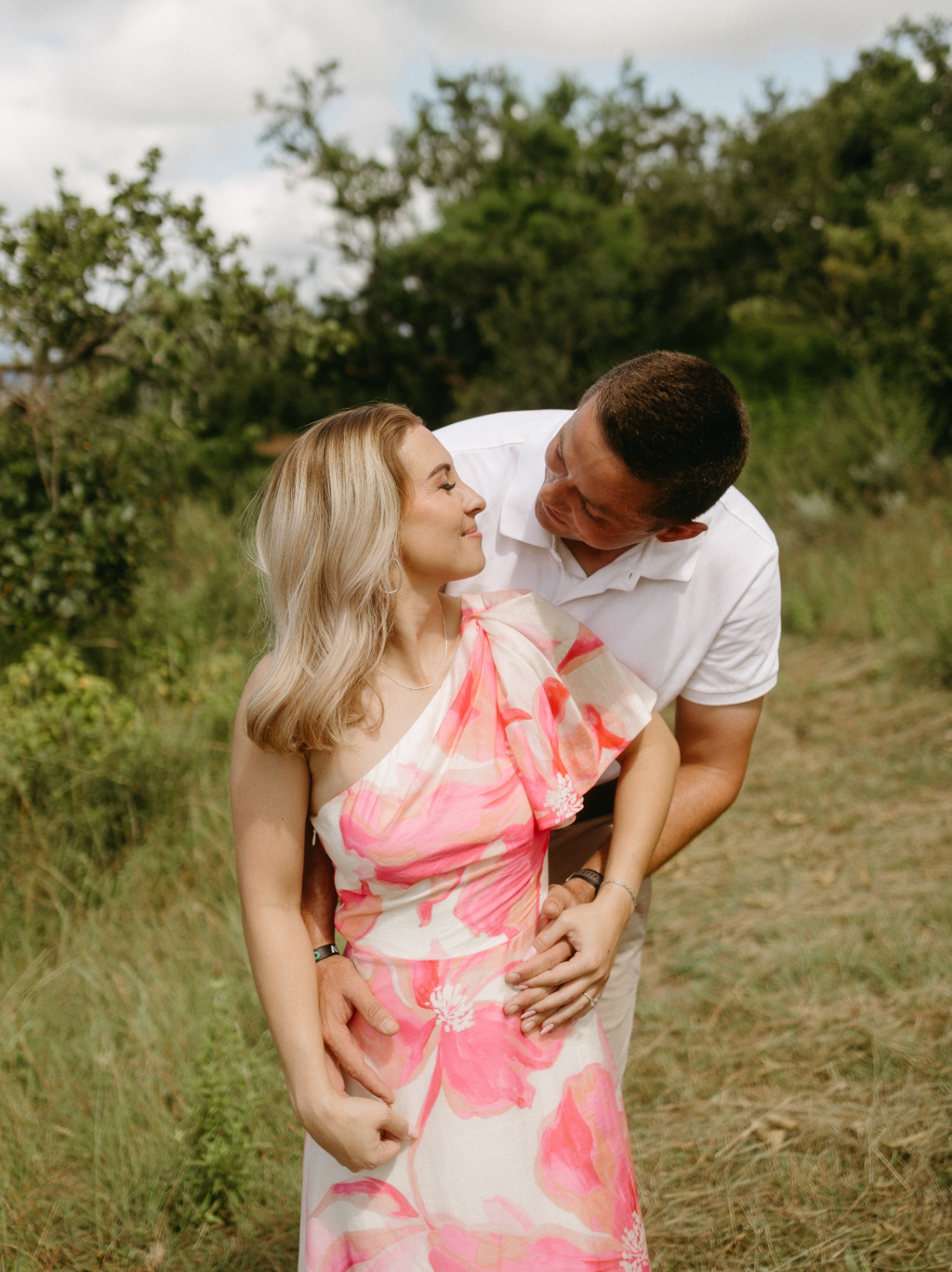 Couple looking at each other, laughing