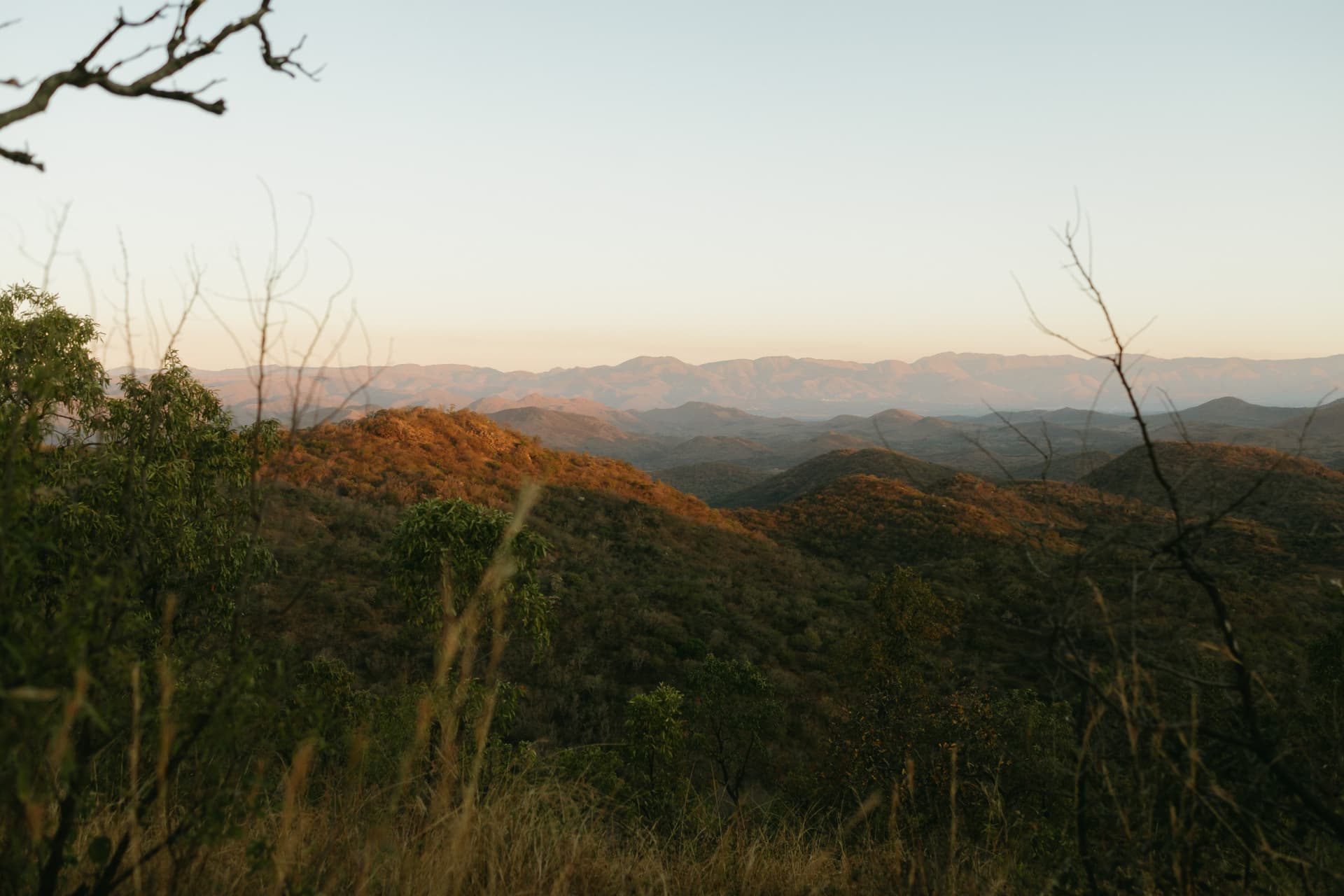 Rolling Lowveld ridges at golden hour