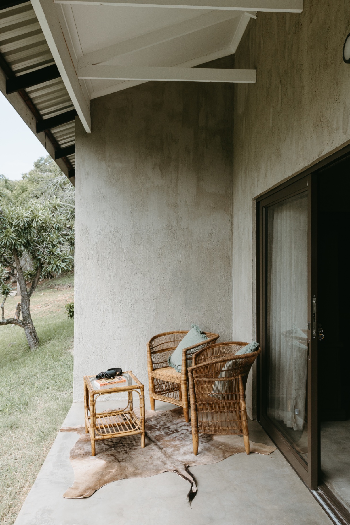 Two chairs on the lodge veranda