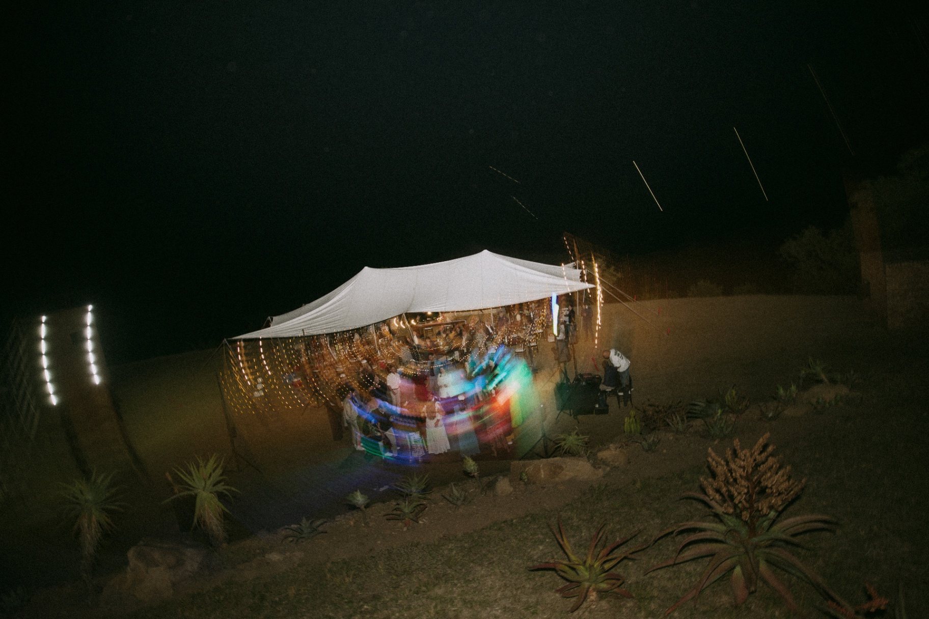 Night dancing under the wedding tent