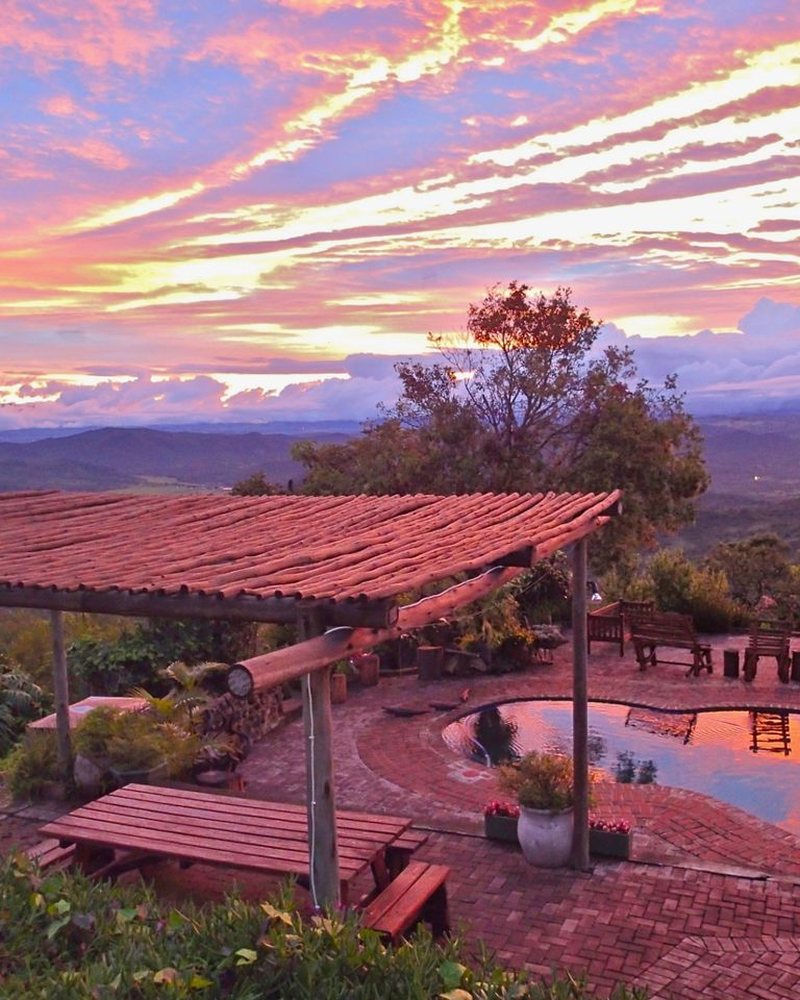 Gold Valley lodge accommodation pool at sunset