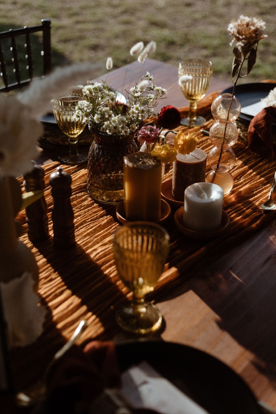 Long table set for a corporate group at Gold Valley Mountain Venue